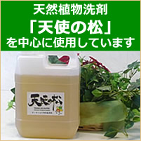 天然植物洗剤「天使の松」を中心に使用いたします